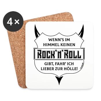 Kein Rock 'n' Roll Im Himmel, Lieber Zur Hölle! B - Untersetzer (4er-Set) - Weiß - Vorne