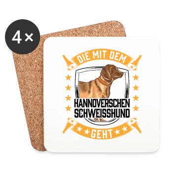 Die mit dem Hannoverscher Schweißhund geht - Untersetzer (4er-Set) - Weiß - Vorne