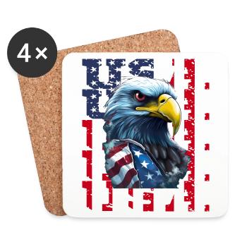 USA Flagge Adler für Patrioten - Untersetzer (4er-Set) - Weiß - Vorne