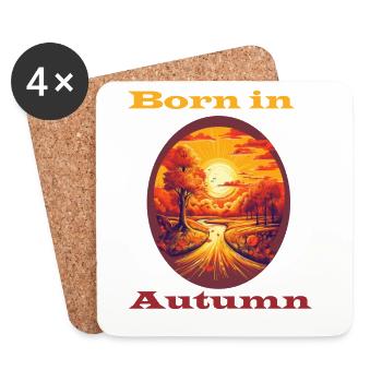 Born in Autumn - Coasters (set of 4) - white - Front