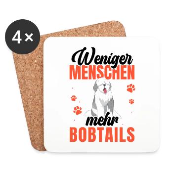 Mehr Bobtail Altenglischer Schäferhund - Untersetzer (4er-Set) - Weiß - Vorne