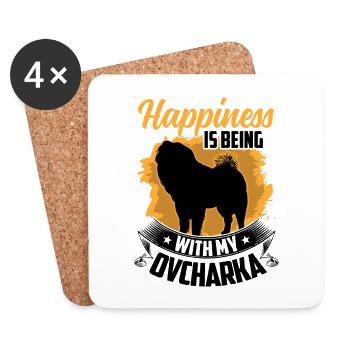 Ovcharka est chanceux chien de berger du Caucase - Dessous de verre (lot de 4) - blanc - Devant