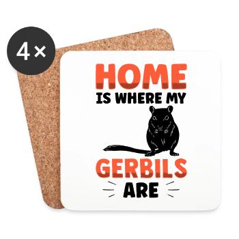 Rennmaus ist mein Zuhause Nagetier Gerbil - Untersetzer (4er-Set) - Weiß - Vorne