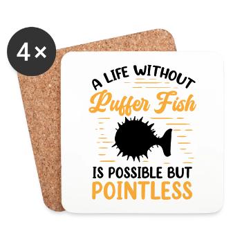 Life without puffer fish Giant puffer fish - Coasters (set of 4) - white - Front