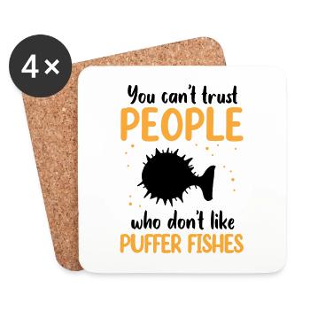 Les poissons-globes ne font pas confiance aux poissons-globes géants - Dessous de verre (lot de 4) - blanc - Devant