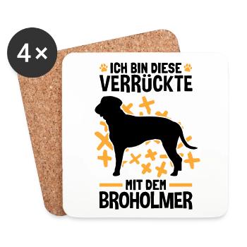 Verrückte mit dem Broholmer Dänische Dogge - Untersetzer (4er-Set) - Weiß - Vorne