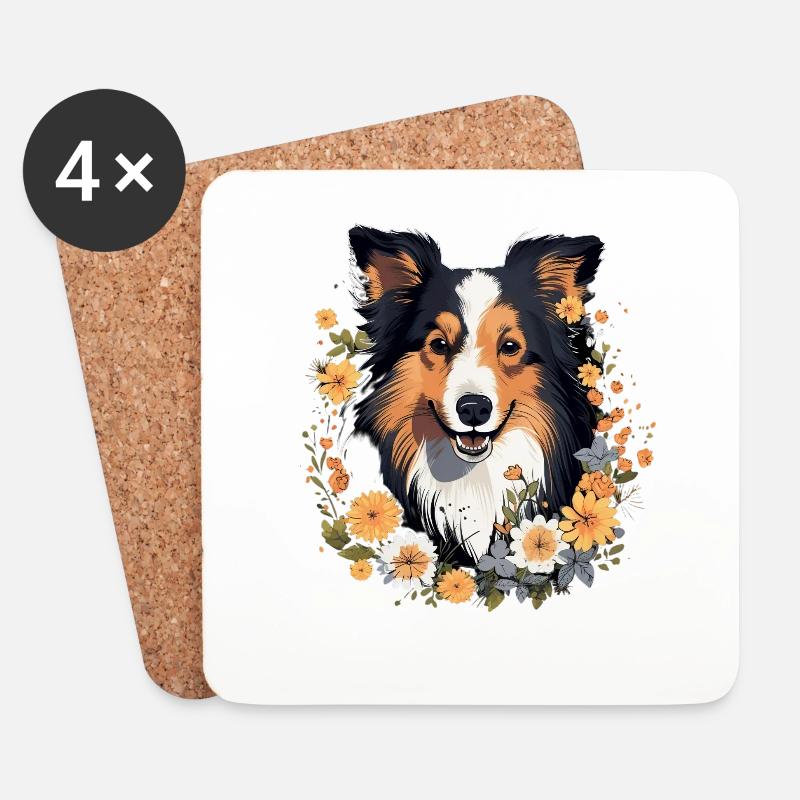 Langhaarcollie Collie Hund Hunderasse - Untersetzer (4er-Set) - Weiß