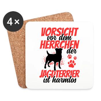 Vorsicht vor dem Jagdterrier Deutscher Jagdhund - Untersetzer (4er-Set) - Weiß - Vorne