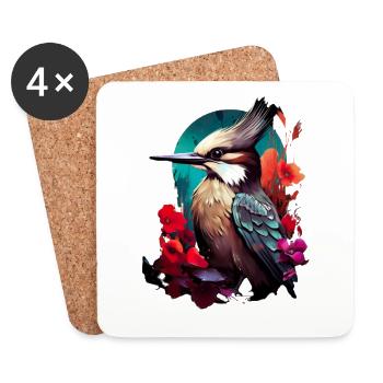 Niedlicher Specht Buntspecht Vogel Illustration - Untersetzer (4er-Set) - Weiß - Vorne