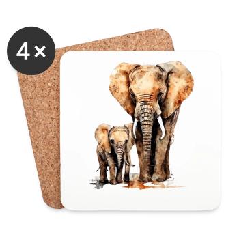 Elefant mit Kind für einen Elefant Liebhaber - Untersetzer (4er-Set) - Weiß - Vorne