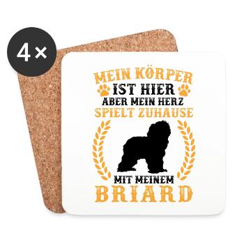 Spiele mit meinem Briard Berger de Brie - Untersetzer (4er-Set) - Weiß - Vorne