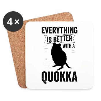 Alles ist besser mit Quokka Australien Beuteltier - Untersetzer (4er-Set) - Weiß - Vorne