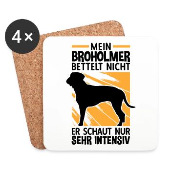 Mein Broholmer bettelt nicht Dänische Dogge - Untersetzer (4er-Set) - Weiß - Vorne