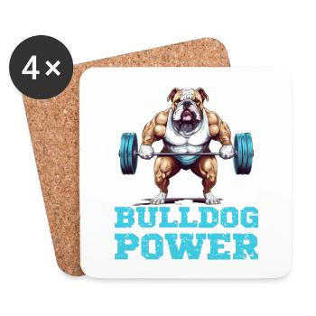 Bulldog Power Fitness Hund Bulldogge Gym - Untersetzer (4er-Set) - Weiß - Vorne