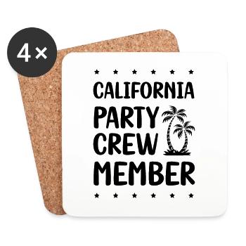 Équipe de fête en Californie - Dessous de verre (lot de 4) - blanc - Devant