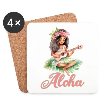 Urlaub Polynesier Strand Ukulele - Untersetzer (4er-Set) - Weiß - Vorne