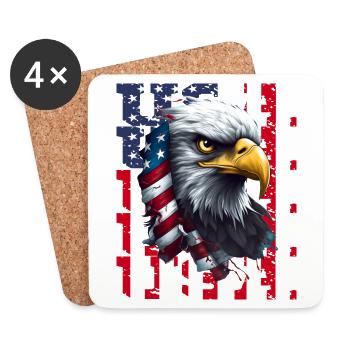 USA Flagge Adler für Patrioten - Untersetzer (4er-Set) - Weiß - Vorne
