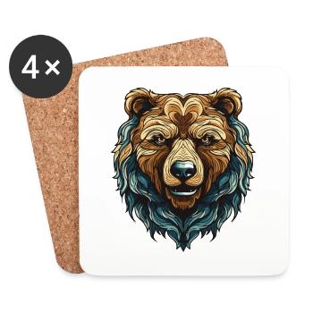 Bär Portrait - Untersetzer (4er-Set) - Weiß - Vorne