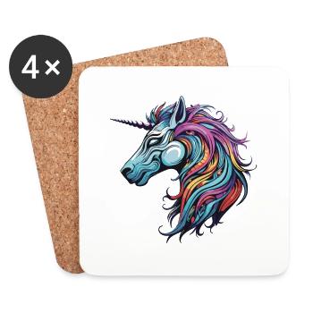 Einhorn Portrait - Untersetzer (4er-Set) - Weiß - Vorne