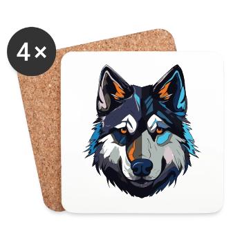 Husky Dog Portrait - Coasters (set of 4) - white - Front
