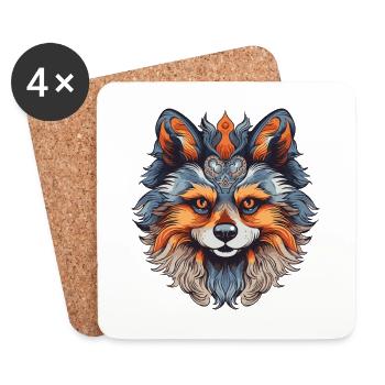 Pomeranian Hund Portrait - Untersetzer (4er-Set) - Weiß - Vorne
