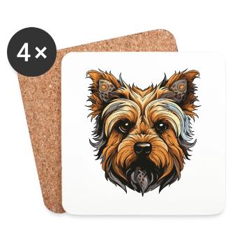 Yorkshire Terrier Hund Portrait - Untersetzer (4er-Set) - Weiß - Vorne