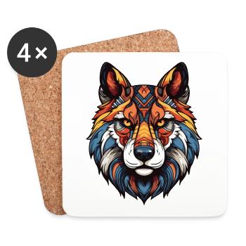 Akita Hund Portrait - Untersetzer (4er-Set) - Weiß - Vorne