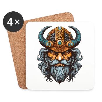 Guerrier viking Valhalla Odin - Dessous de verre (lot de 4) - blanc - Devant
