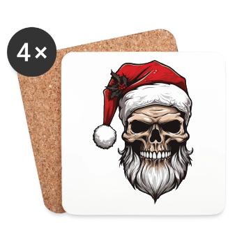 Santa Claus Skull Christmas - Coasters (set of 4) - white - Front