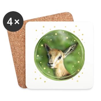 Gazelle - Antilope - Faune en Afrique - Dessous de verre (lot de 4) - blanc - Devant