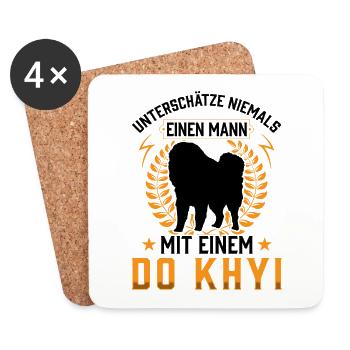 Mann mit Do Khyi Tibetanische Dogge - Untersetzer (4er-Set) - Weiß - Vorne