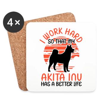 Work for Akita Inu Shiba Inu - Coasters (set of 4) - white - Front