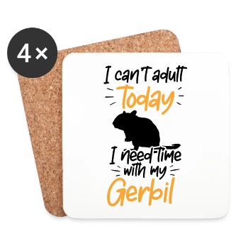 Brauche Zeit mit Rennmaus Nagetier Gerbil - Untersetzer (4er-Set) - Weiß - Vorne