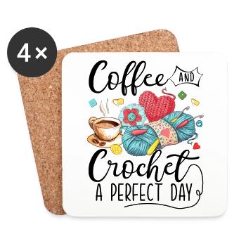 I Love Coffee And Crochet - Coasters (set of 4) - white - Front