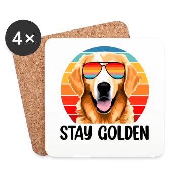 Stay Golden - Funny Golden Retriever - Coasters (set of 4) - white - Front