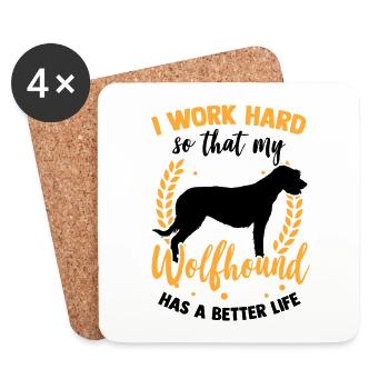 Travailler pour mon Irish Wolfhound Wolfhound - Dessous de verre (lot de 4) - blanc - Devant