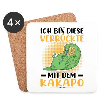 Verrückte mit Kakapo flugunfähiger Papagei - Untersetzer (4er-Set) - Weiß - Vorne