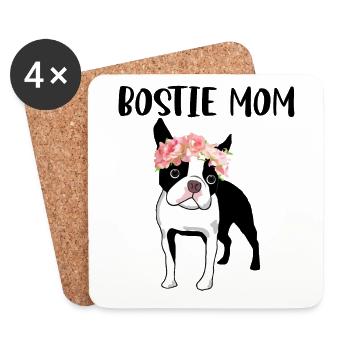 Funny Boston Terrier - Bostie Mom - Coasters (set of 4) - white - Front