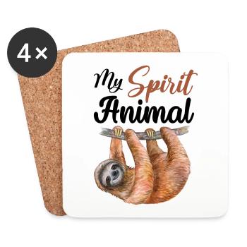 Sloth Is My Spirit Animal - Coasters (set of 4) - white - Front