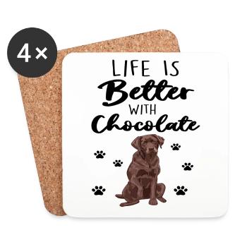 Life Is Better With Chocolate Lab - Coasters (set of 4) - white - Front