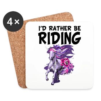 I'd Rather Be Riding Horse - Coasters (set of 4) - white - Front