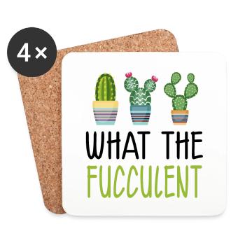 Funny Gardening - What The Fucculent - Coasters (set of 4) - white - Front