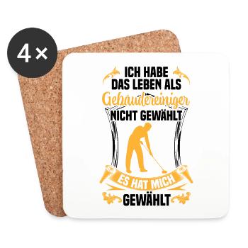 Leben als Gebäudereiniger Reinigungskraft - Untersetzer (4er-Set) - Weiß - Vorne