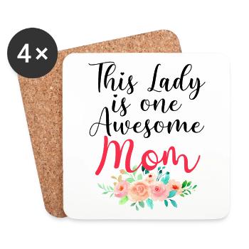 This Lady Is One Awesome Mom - Coasters (set of 4) - white - Front