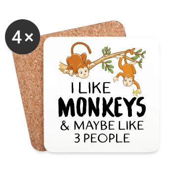 I Like Monkeys And Maybe Like 3 People - Coasters (set of 4) - white - Front