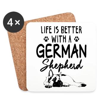 Life Is Better With A German Shepherd - Coasters (set of 4) - white - Front