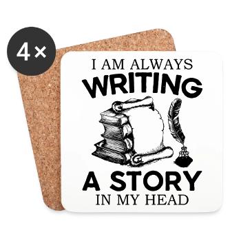I Am Always Writing A Story In My Head - Coasters (set of 4) - white - Front