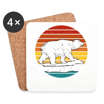 Vintage Retro Polar Bear - Coasters (set of 4) - white - Front