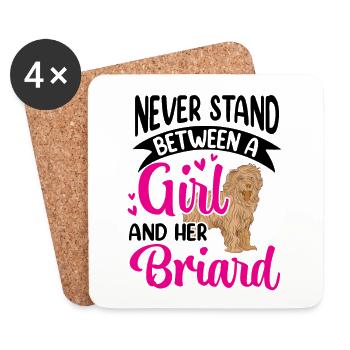 Fille et son Briard Berger de Brie - Dessous de verre (lot de 4) - blanc - Devant