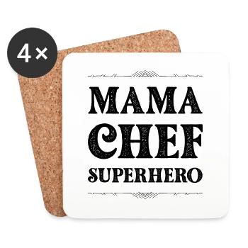 Mama Chef Superheld Mutter - Untersetzer (4er-Set) - Weiß - Vorne